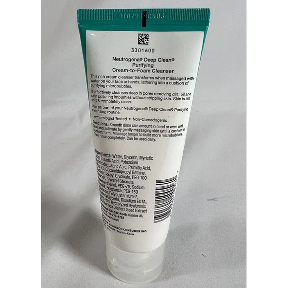 Neutrogena Deep Clean Purifying Cream To Foam Detox‎ Facial Cleanser Pore 3.5oz